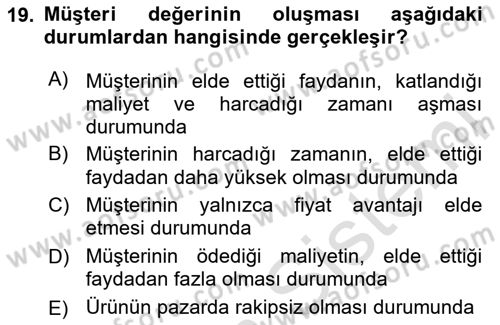 Lojistik Yönetimi Dersi 2025 - 2026 Yılı (Vize) Ara Sınav Soruları 19. Soru