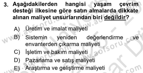 Lojistik Yönetimi Dersi 2025 - 2026 Yılı (Vize) Ara Sınav Soruları 3. Soru