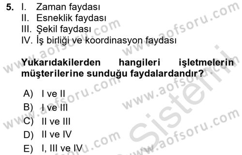 Lojistik Yönetimi Dersi 2025 - 2026 Yılı (Vize) Ara Sınav Soruları 5. Soru
