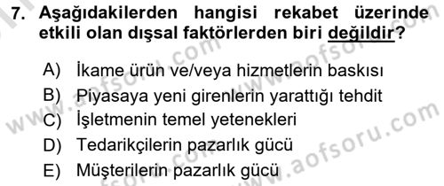 Lojistik Yönetimi Dersi 2025 - 2026 Yılı (Vize) Ara Sınav Soruları 7. Soru