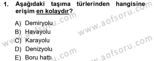Uluslararası Lojistik Dersi 2012 - 2013 Yılı (Vize) Ara Sınav Soruları 1. Soru