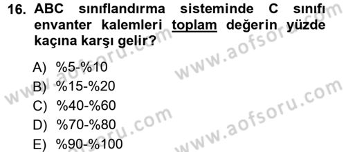 Uluslararası Lojistik Dersi 2012 - 2013 Yılı (Vize) Ara Sınav Soruları 16. Soru