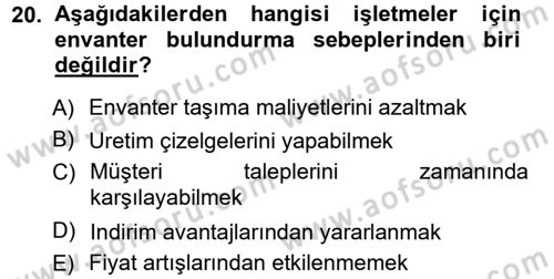 Uluslararası Lojistik Dersi 2012 - 2013 Yılı (Vize) Ara Sınav Soruları 20. Soru