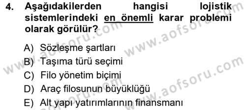 Uluslararası Lojistik Dersi 2012 - 2013 Yılı (Vize) Ara Sınav Soruları 4. Soru