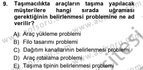 Uluslararası Lojistik Dersi 2012 - 2013 Yılı (Vize) Ara Sınav Soruları 9. Soru