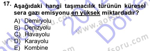 Uluslararası Lojistik Dersi 2012 - 2013 Yılı (Final) Dönem Sonu Sınav Soruları 17. Soru