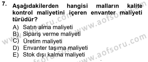 Uluslararası Lojistik Dersi 2012 - 2013 Yılı (Final) Dönem Sonu Sınav Soruları 7. Soru