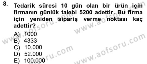 Uluslararası Lojistik Dersi 2012 - 2013 Yılı (Final) Dönem Sonu Sınav Soruları 8. Soru