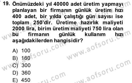 Uluslararası Lojistik Dersi Ara Sınavı Deneme Sınav Soruları 19. Soru