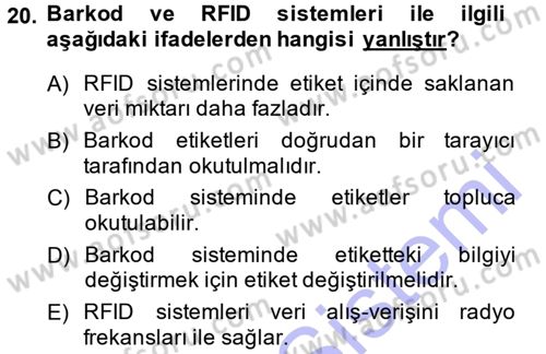 Uluslararası Lojistik Dersi 2013 - 2014 Yılı (Vize) Ara Sınav Soruları 20. Soru