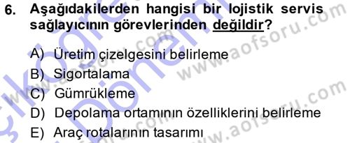 Uluslararası Lojistik Dersi 2013 - 2014 Yılı (Vize) Ara Sınav Soruları 6. Soru
