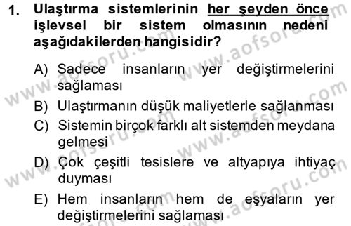 Uluslararası Lojistik Dersi 2013 - 2014 Yılı Tek Ders Sınav Soruları 1. Soru