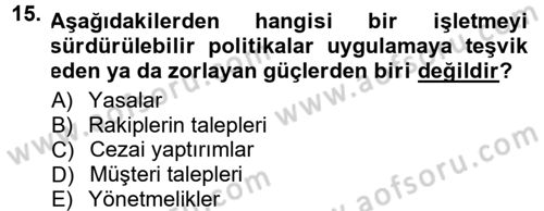 Uluslararası Lojistik Dersi 2013 - 2014 Yılı Tek Ders Sınav Soruları 15. Soru