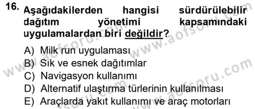 Uluslararası Lojistik Dersi 2013 - 2014 Yılı Tek Ders Sınav Soruları 16. Soru
