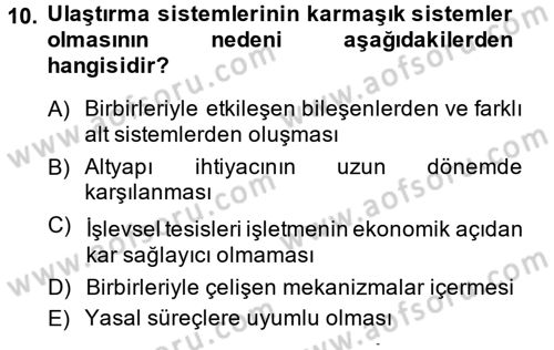 Uluslararası Lojistik Dersi Ara Sınavı Deneme Sınav Soruları 10. Soru