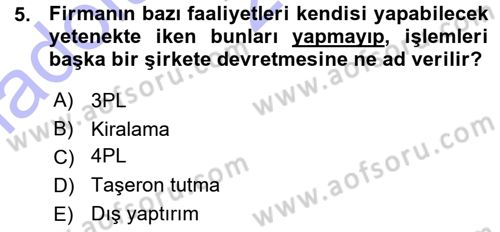 Uluslararası Lojistik Dersi Ara Sınavı Deneme Sınav Soruları 5. Soru