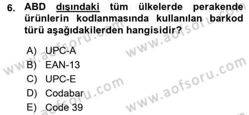 Uluslararası Lojistik Dersi 2015 - 2016 Yılı (Vize) Ara Sınav Soruları 6. Soru