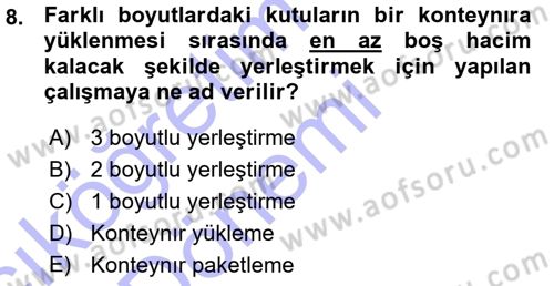 Uluslararası Lojistik Dersi 2015 - 2016 Yılı (Vize) Ara Sınav Soruları 8. Soru