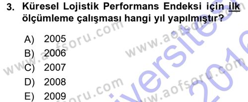 Uluslararası Lojistik Dersi 2015 - 2016 Yılı (Final) Dönem Sonu Sınav Soruları 3. Soru
