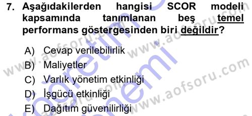 Uluslararası Lojistik Dersi 2015 - 2016 Yılı (Final) Dönem Sonu Sınav Soruları 7. Soru
