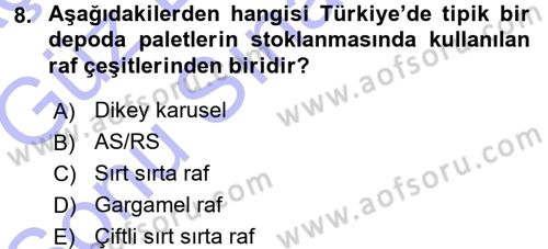 Uluslararası Lojistik Dersi 2015 - 2016 Yılı (Final) Dönem Sonu Sınav Soruları 8. Soru