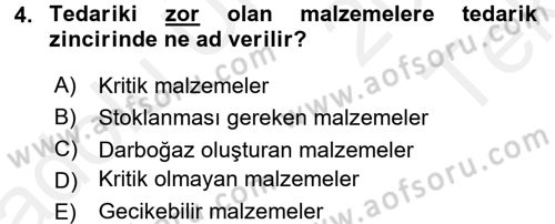 Uluslararası Lojistik Dersi 2015 - 2016 Yılı Tek Ders Sınav Soruları 4. Soru