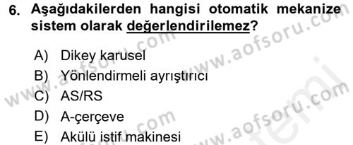 Uluslararası Lojistik Dersi 2015 - 2016 Yılı Tek Ders Sınav Soruları 6. Soru