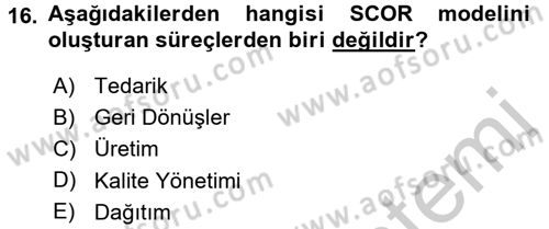 Uluslararası Lojistik Dersi 2016 - 2017 Yılı 3 Ders Sınav Soruları 16. Soru