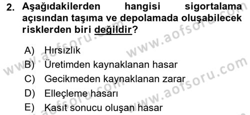 Uluslararası Lojistik Dersi 2016 - 2017 Yılı 3 Ders Sınav Soruları 2. Soru