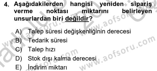 Uluslararası Lojistik Dersi 2016 - 2017 Yılı 3 Ders Sınav Soruları 4. Soru
