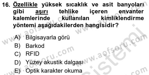 Uluslararası Lojistik Dersi Ara Sınavı Deneme Sınav Soruları 16. Soru