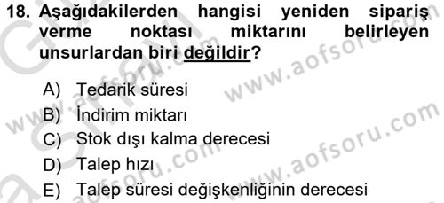 Uluslararası Lojistik Dersi Ara Sınavı Deneme Sınav Soruları 18. Soru
