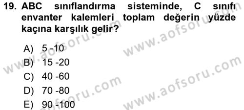 Uluslararası Lojistik Dersi 2016 - 2017 Yılı (Vize) Ara Sınav Soruları 19. Soru