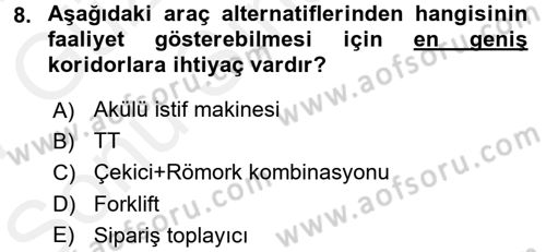 Uluslararası Lojistik Dersi 2016 - 2017 Yılı (Final) Dönem Sonu Sınav Soruları 8. Soru