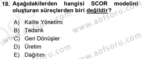 Uluslararası Lojistik Dersi 2017 - 2018 Yılı 3 Ders Sınavı 18. Soru