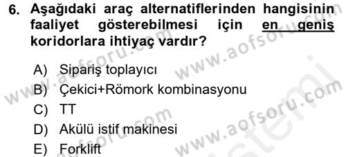 Uluslararası Lojistik Dersi 2017 - 2018 Yılı 3 Ders Sınavı 6. Soru