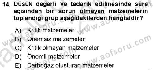 Uluslararası Lojistik Dersi 2017 - 2018 Yılı (Vize) Ara Sınav Soruları 14. Soru