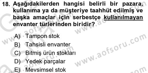 Uluslararası Lojistik Dersi 2017 - 2018 Yılı (Vize) Ara Sınav Soruları 18. Soru