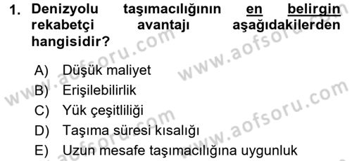Uluslararası Lojistik Dersi 2017 - 2018 Yılı (Final) Dönem Sonu Sınav Soruları 1. Soru