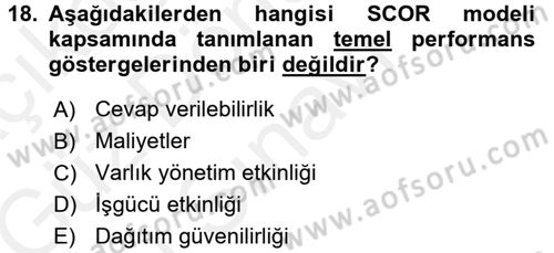 Uluslararası Lojistik Dersi 2017 - 2018 Yılı (Final) Dönem Sonu Sınav Soruları 18. Soru