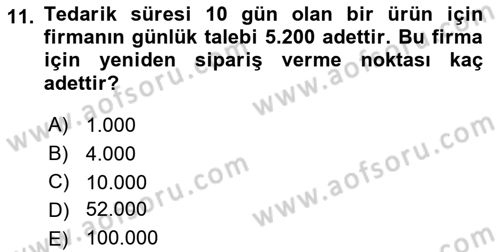 Uluslararası Lojistik Dersi 2018 - 2019 Yılı 3 Ders Sınav Soruları 11. Soru
