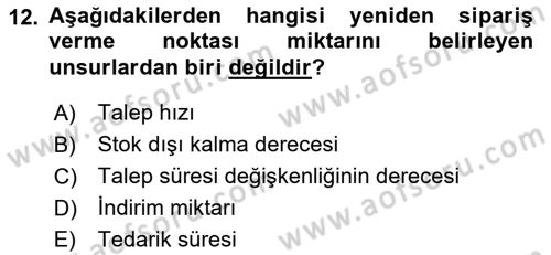 Uluslararası Lojistik Dersi 2018 - 2019 Yılı 3 Ders Sınav Soruları 12. Soru