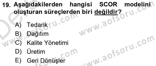 Uluslararası Lojistik Dersi 2018 - 2019 Yılı 3 Ders Sınav Soruları 19. Soru