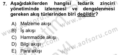 Uluslararası Lojistik Dersi 2018 - 2019 Yılı 3 Ders Sınav Soruları 7. Soru