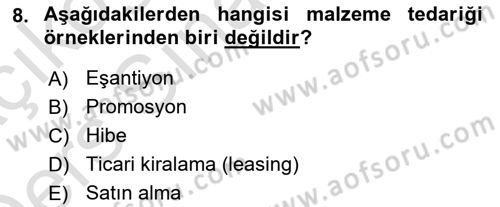 Uluslararası Lojistik Dersi 2018 - 2019 Yılı 3 Ders Sınav Soruları 8. Soru