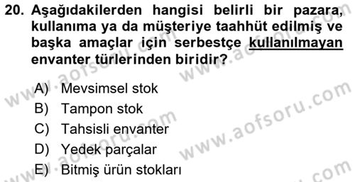 Uluslararası Lojistik Dersi Ara Sınavı Deneme Sınav Soruları 20. Soru