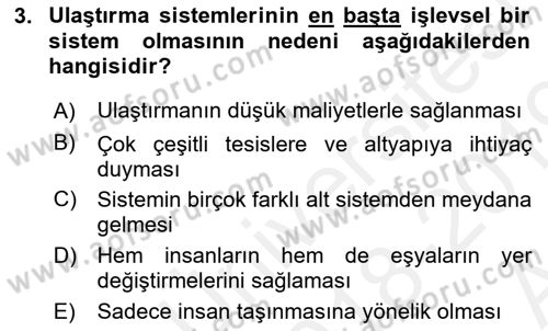 Uluslararası Lojistik Dersi Ara Sınavı Deneme Sınav Soruları 3. Soru