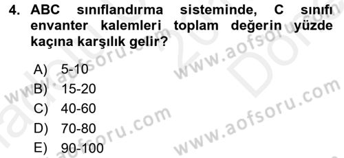 Uluslararası Lojistik Dersi 2018 - 2019 Yılı (Final) Dönem Sonu Sınav Soruları 4. Soru