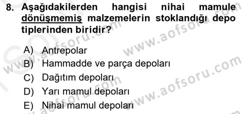Uluslararası Lojistik Dersi 2018 - 2019 Yılı (Final) Dönem Sonu Sınav Soruları 8. Soru