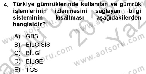 Uluslararası Lojistik Dersi 2018 - 2019 Yılı Yaz Okulu Sınav Soruları 4. Soru